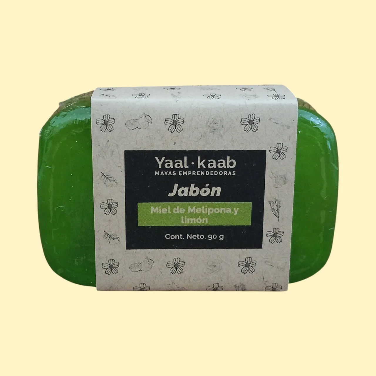 Jabón con miel melipona y limón, 45 gr.