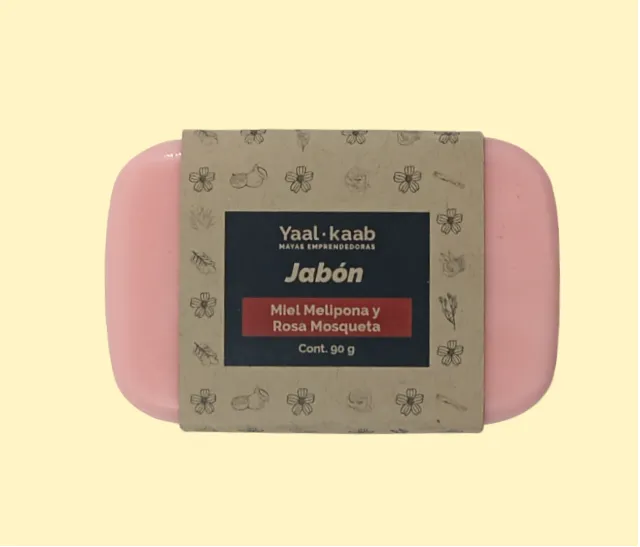 Jabón con miel melipona y rosa mosqueta, 45 gr.