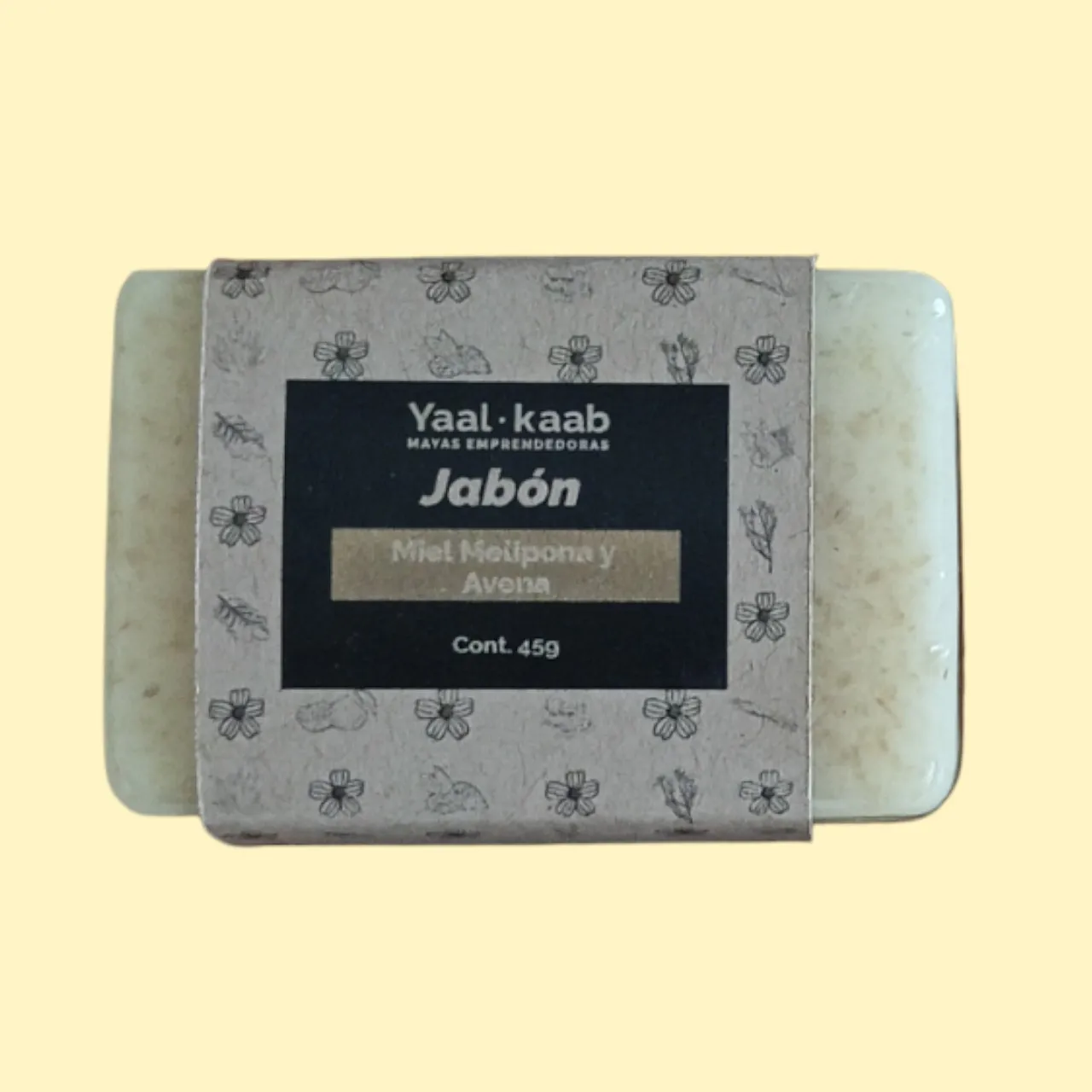 Jabón con miel melipona y avena, 45 gr.