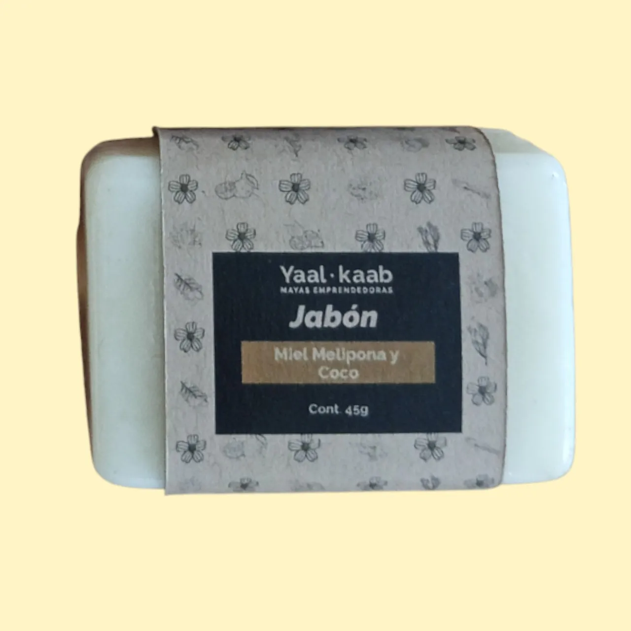 Jabón con miel melipona y coco, 45 gr.
