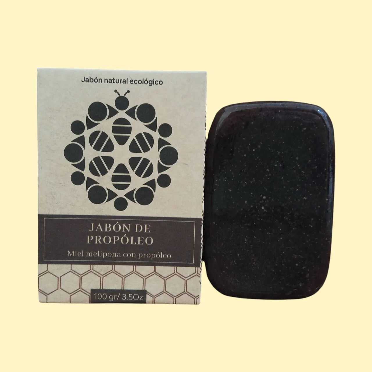 Jabón con miel melipona y propóleo, 100 gr.
