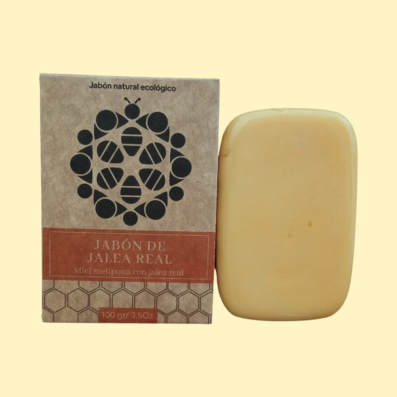 Jabón con miel melipona y jalea real, 100 gr.