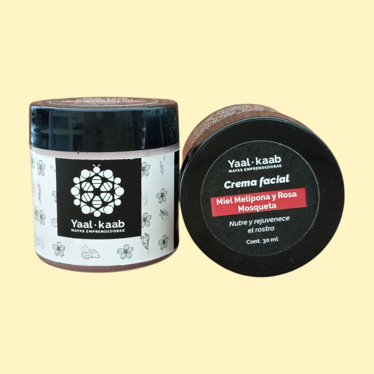 Crema facial con miel melipona y rosa mosqueta, 30 ml.