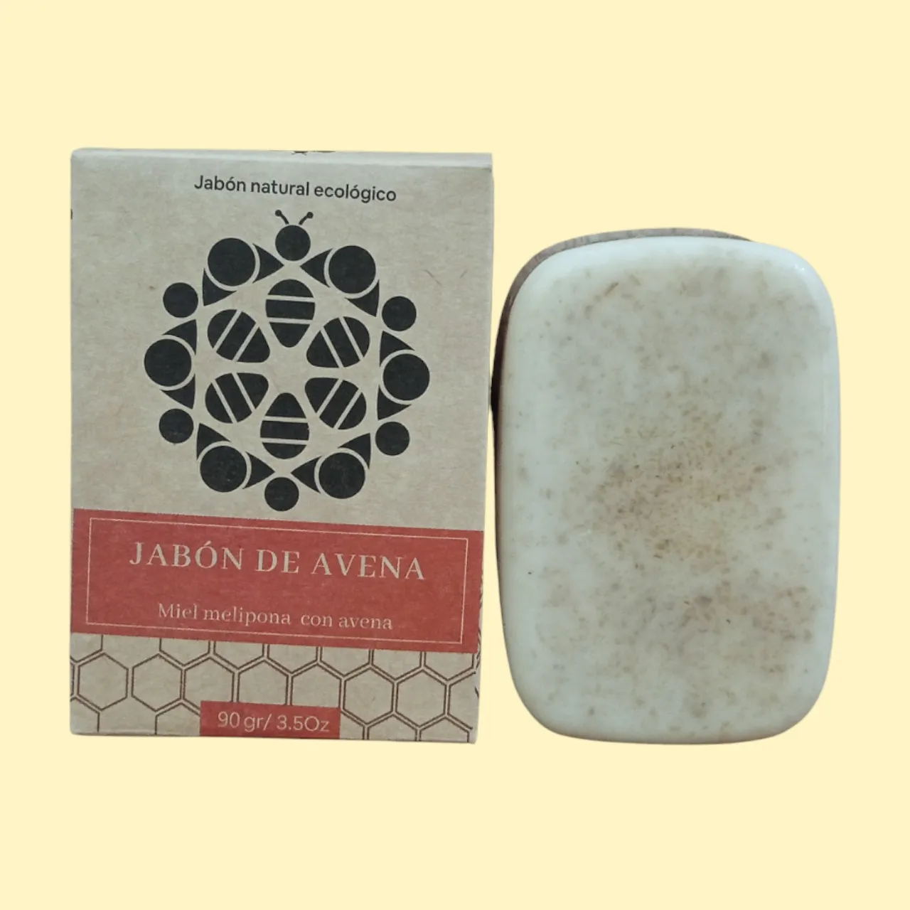Jabón con miel melipona y avena, 100 gr.