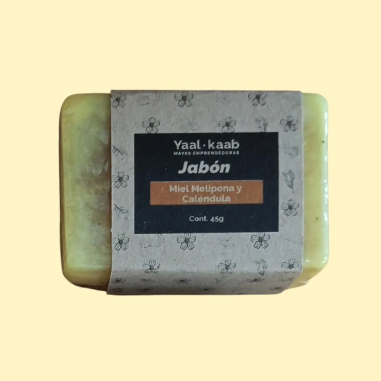 Jabón con miel melipona y caléndula, 45 gr.