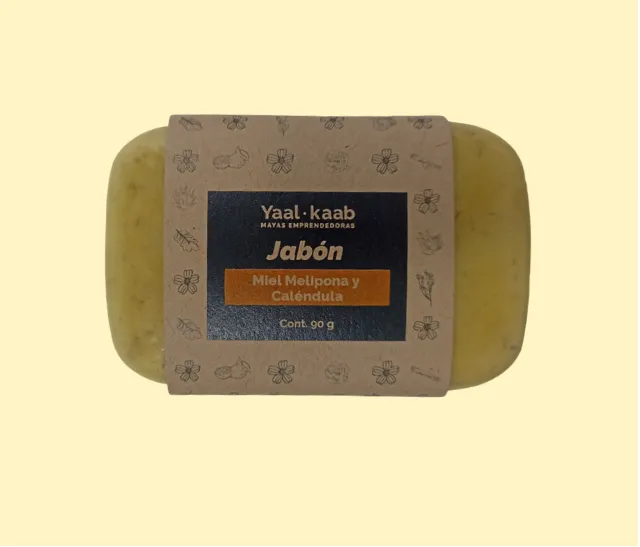 Jabón con miel melipona y caléndula, 90 gr.