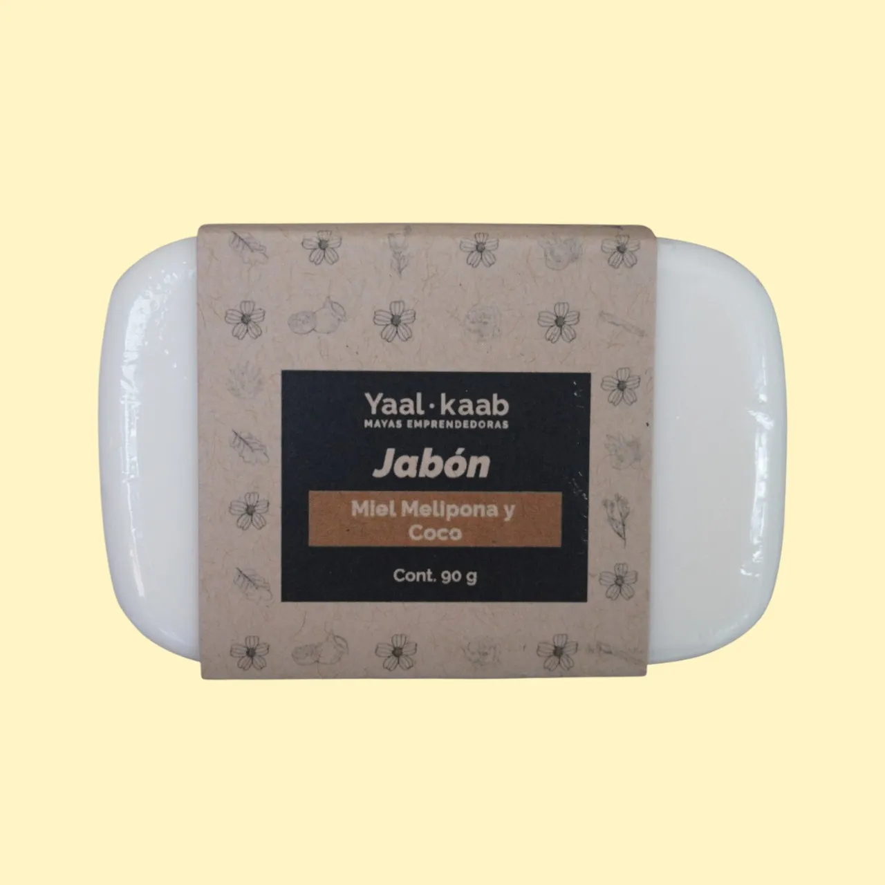 Jabón con miel melipona y coco, 90 gr.