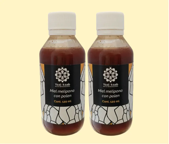 Miel con polen de melipona, Plástico 120 ml.