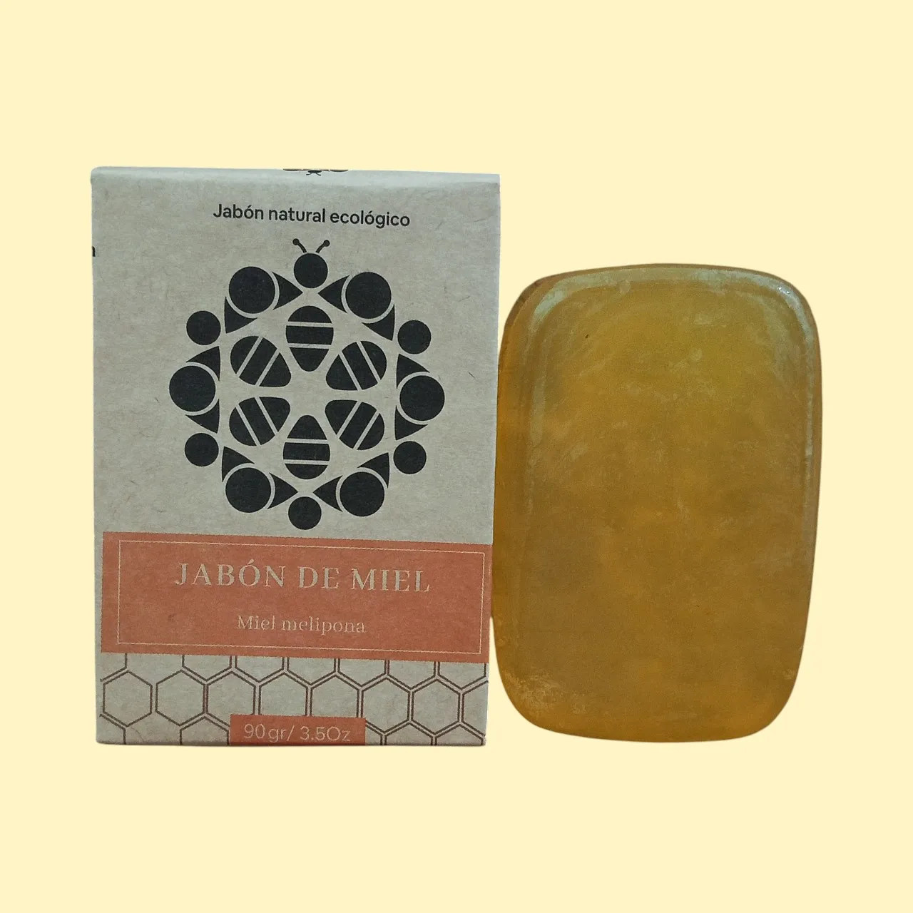 Jabón con miel melipona y miel, 100 gr.