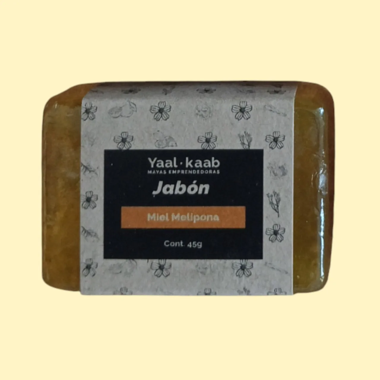 Jab贸n con miel melipona y miel, 45 gr.